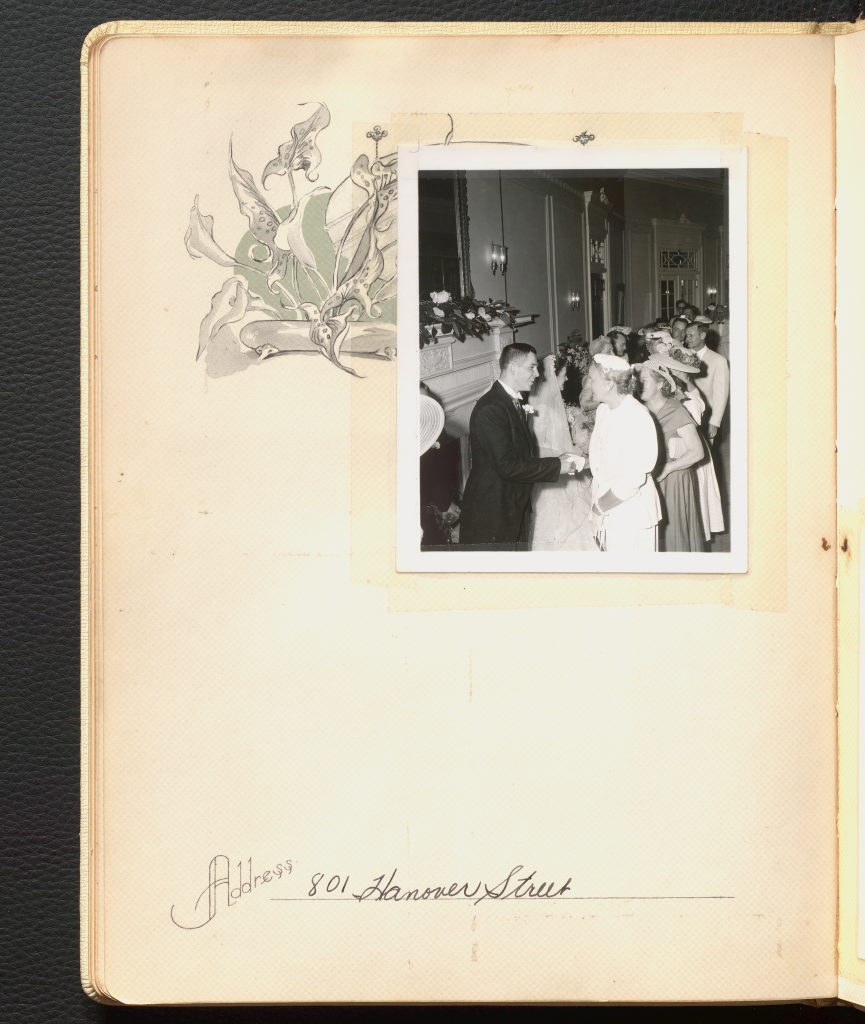 One black and white polaroids of Anne Wilson Rowe's wedding reception