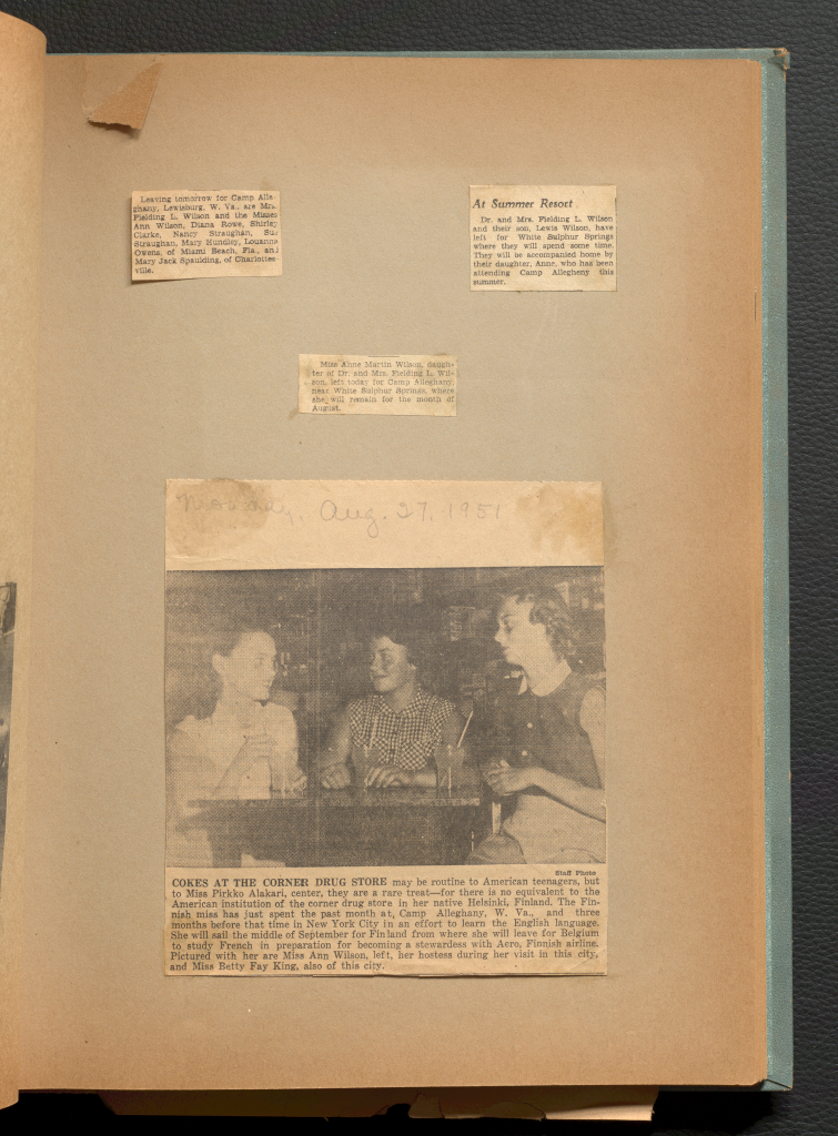 Newspaper clippings about Anne Martin Wilson, Pirkko Alakari, and Betty Fay King