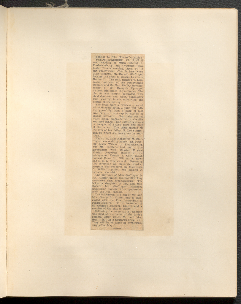 One newspaper cut-out titled "Special to the Times-Dispatch"